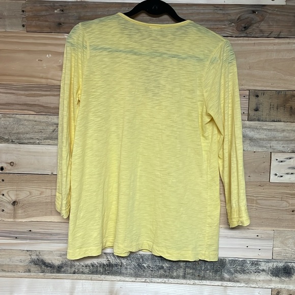 J.Crew size XS Vibrate Yellow Ruffle V-neck 3/4 Sleeve Lightweight Cotton Blouse - Picture 7 of 7